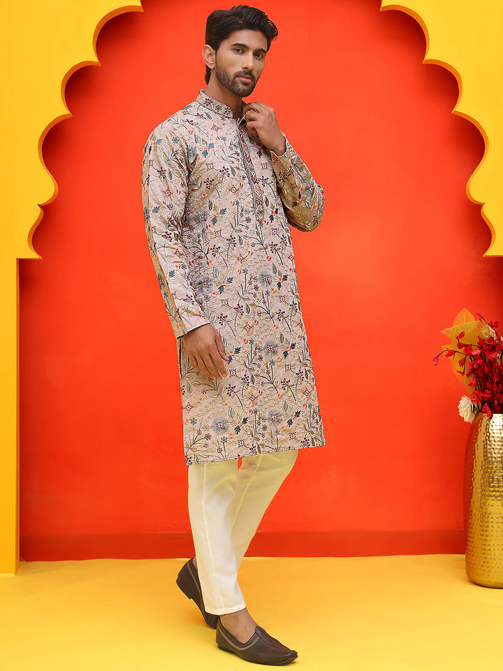 Embroidered Kurta Set For Men