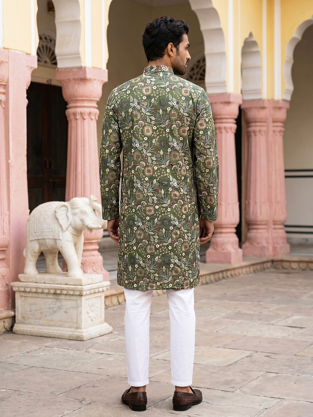 Silk Blend Floral Embroidered Kurta Pyjama Set