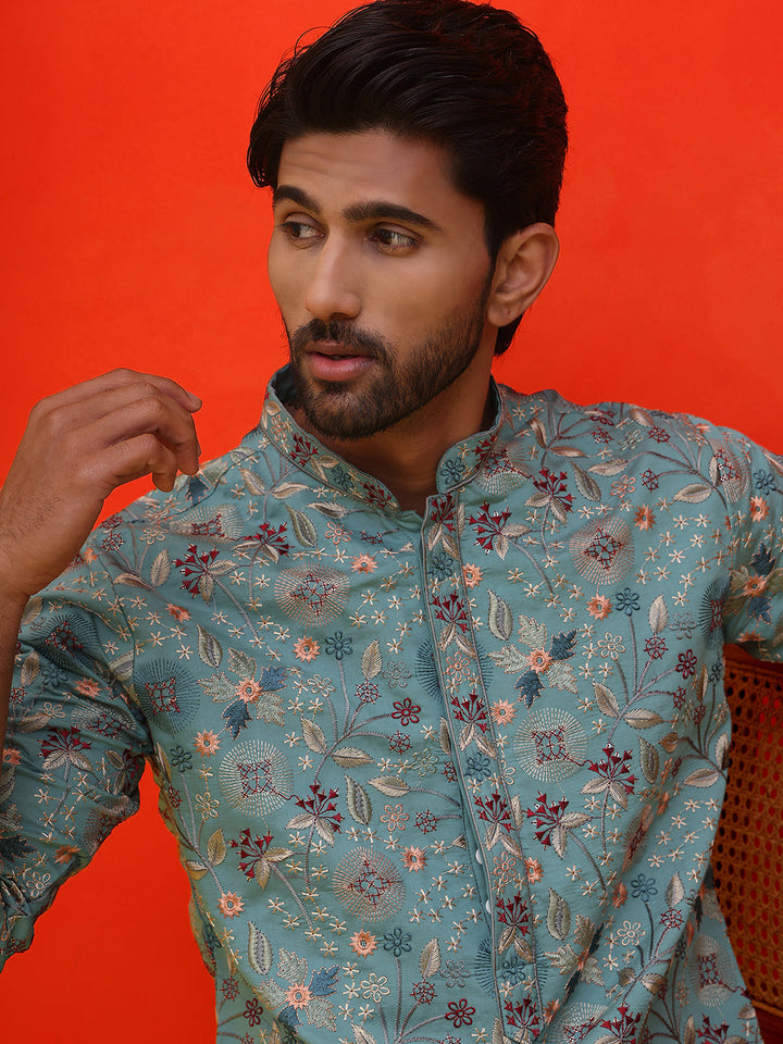 Embroidered Kurta Set For Men