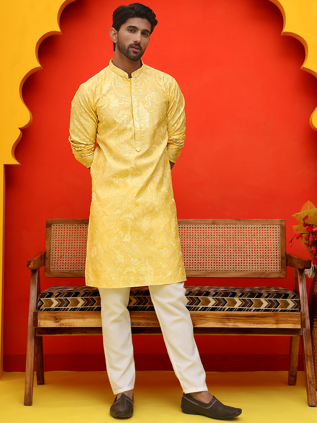 Embroidered Kurta Set For Men