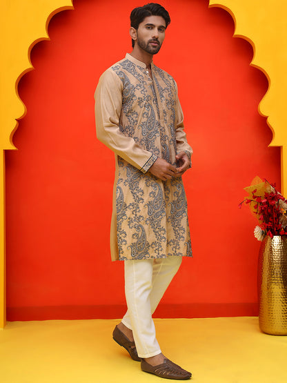 Embroidered & Sequins Kurta Set For Men