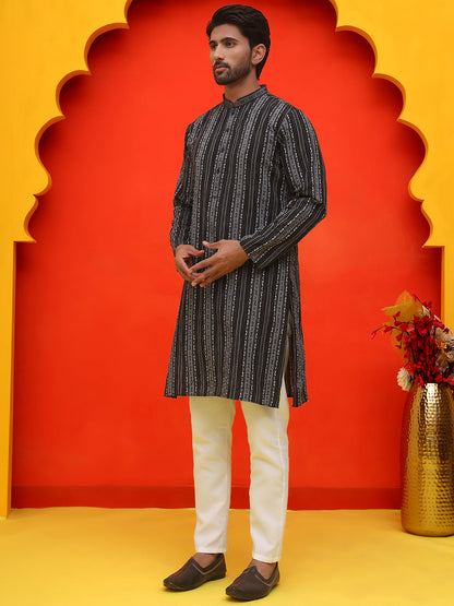 Self Design Cotton Straight Kurta Set.