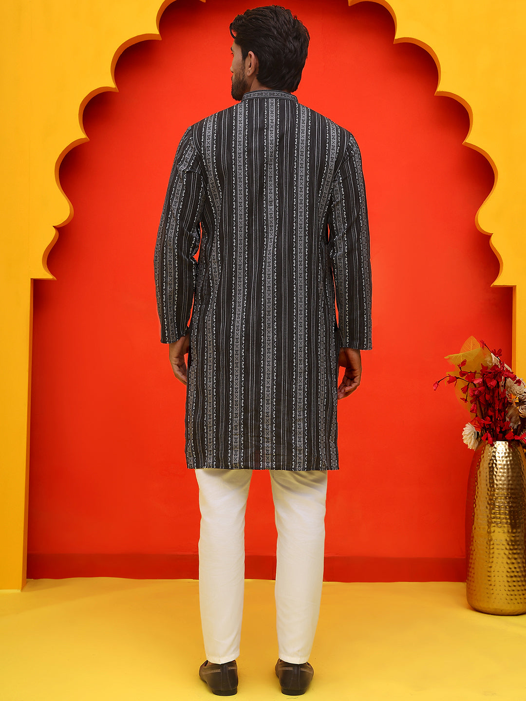 Self Design Cotton Straight Kurta Set.