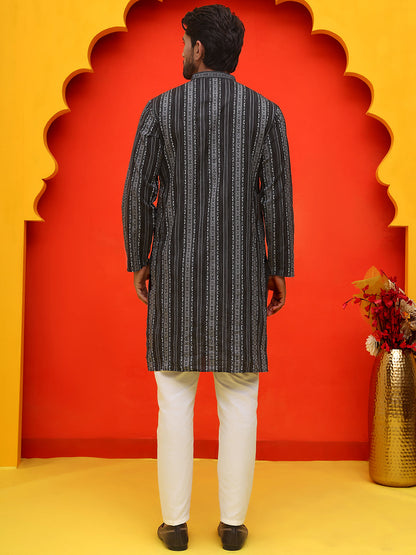 Self Design Cotton Straight Kurta Set.