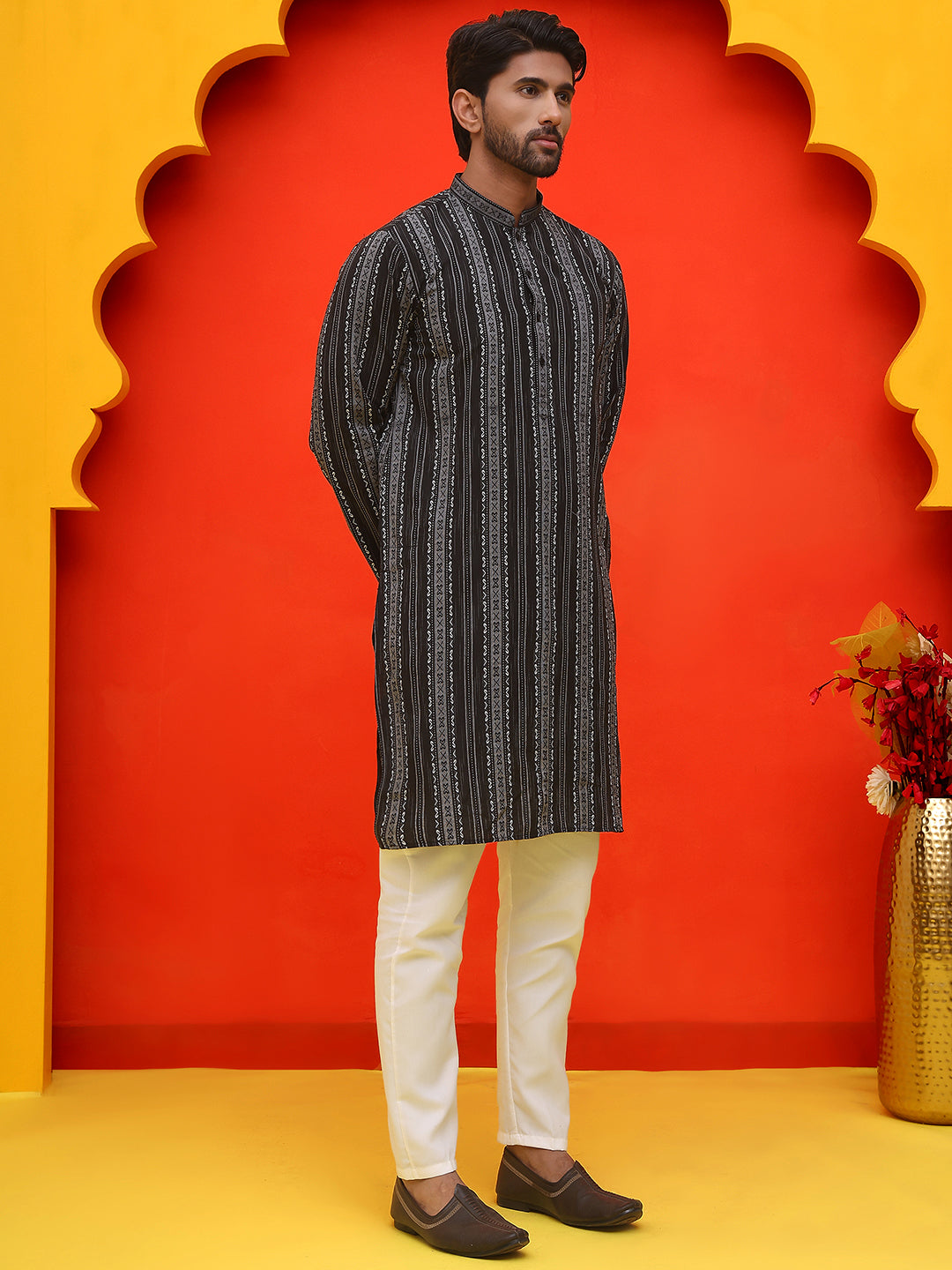 Self Design Cotton Straight Kurta Set.