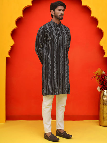 Self Design Cotton Straight Kurta Set.