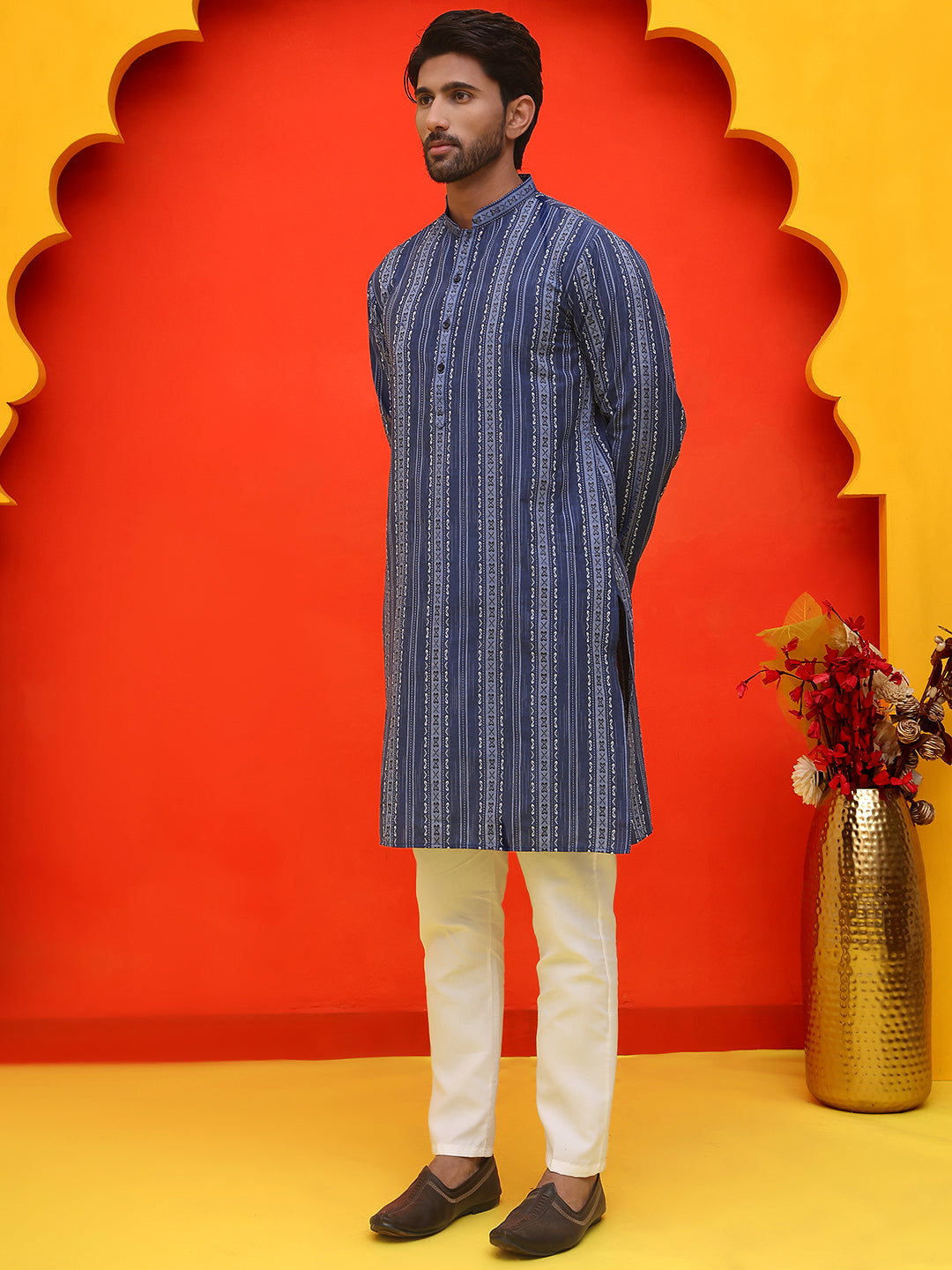 Self Design Cotton Straight Kurta Set.
