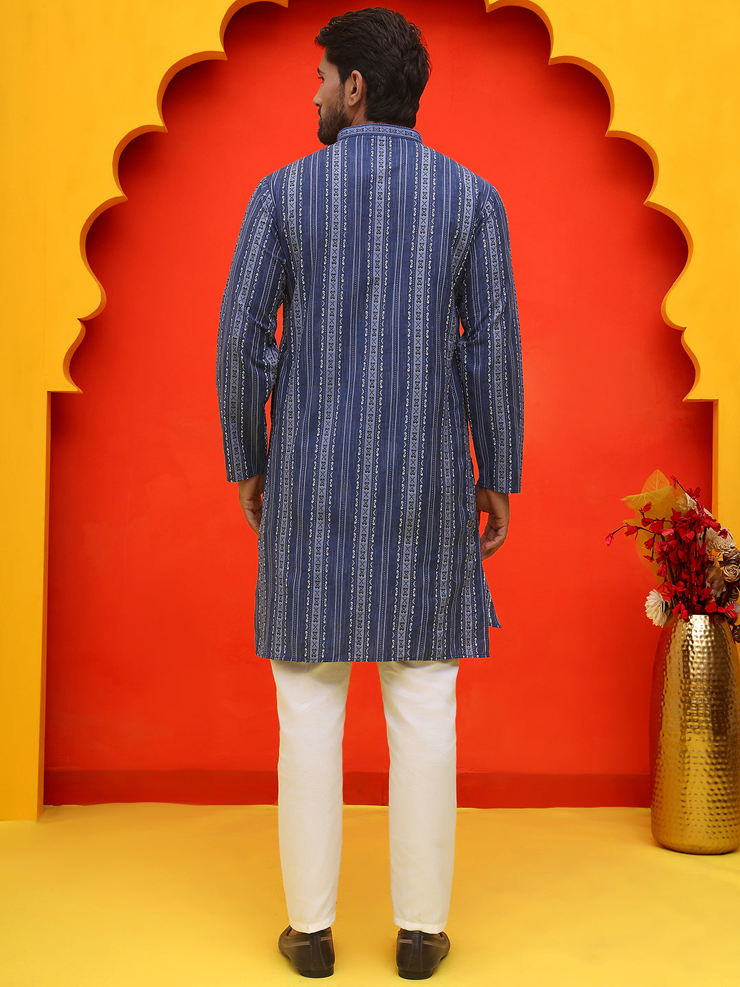 Self Design Cotton Straight Kurta Set.