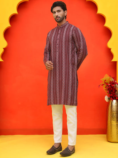 Self Design Cotton Straight Kurta Set.