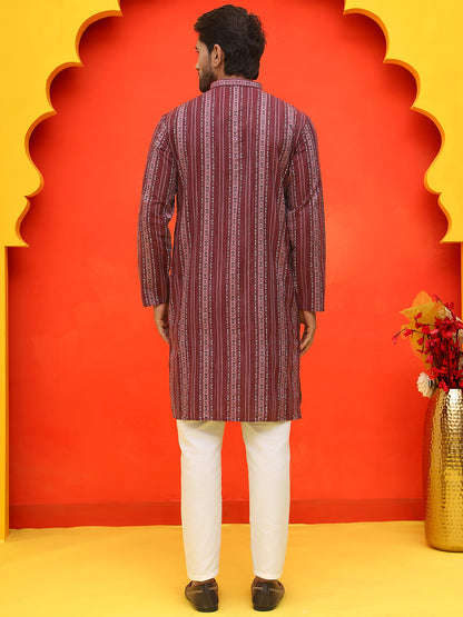 Self Design Cotton Straight Kurta Set.