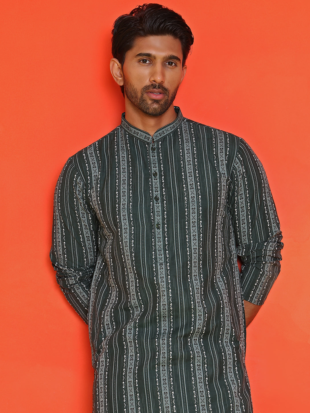 Self Design Cotton Straight Kurta Set.