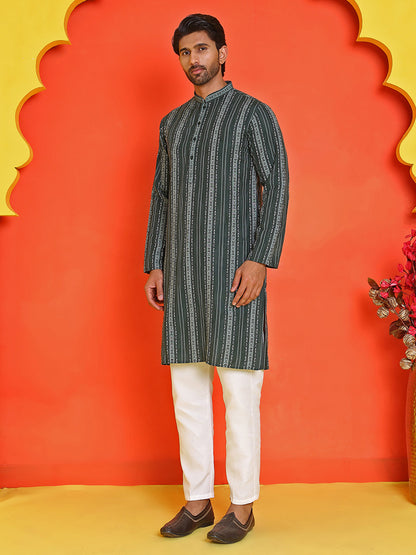 Self Design Cotton Straight Kurta Set.