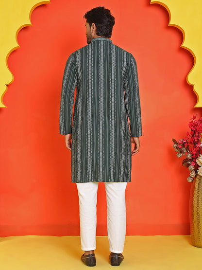 Self Design Cotton Straight Kurta Set.