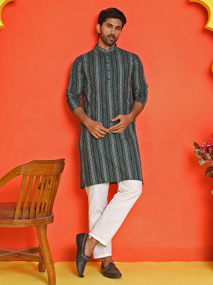 Self Design Cotton Straight Kurta Set.