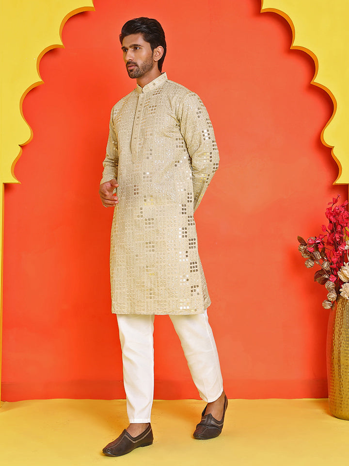Embroidered &amp; Sequins Kurta Pyjama