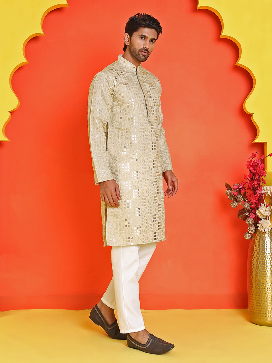 Embroidered &amp; Sequins Kurta Pyjama