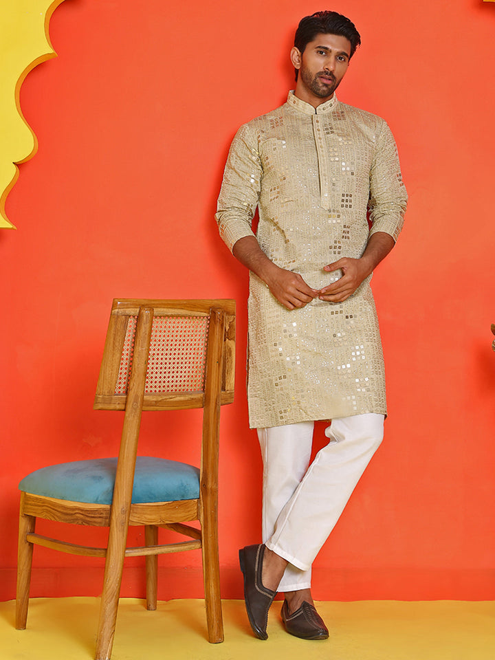 Embroidered &amp; Sequins Kurta Pyjama