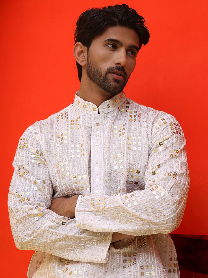 Embroidered &amp; Sequins Kurta Pyjama