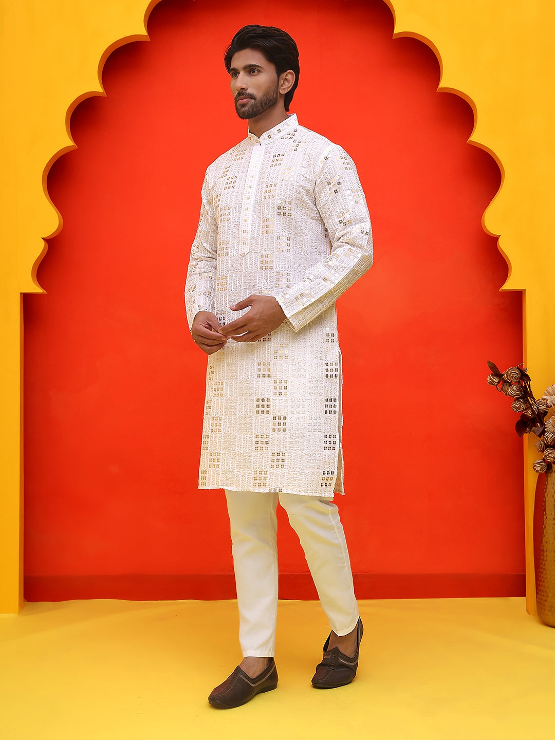 Embroidered &amp; Sequins Kurta Pyjama