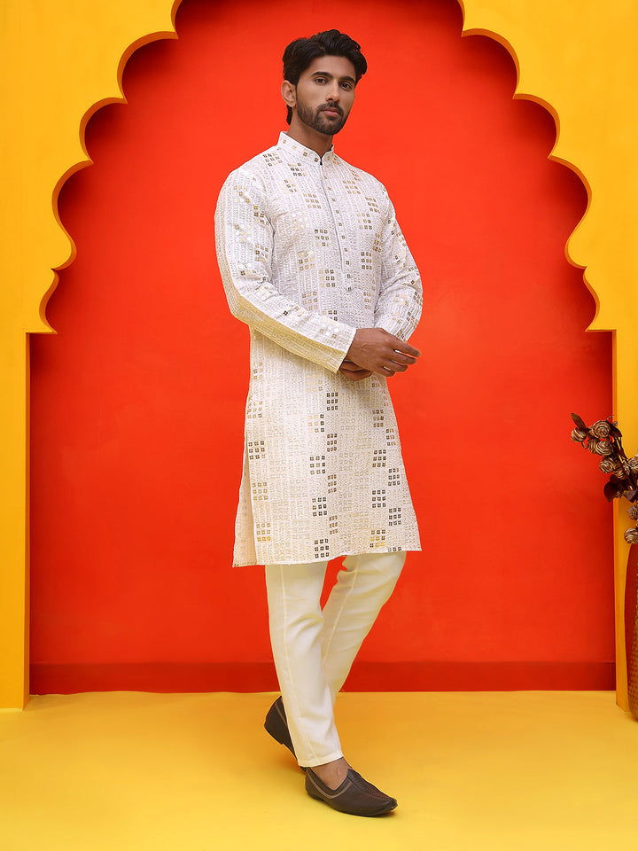 Embroidered &amp; Sequins Kurta Pyjama
