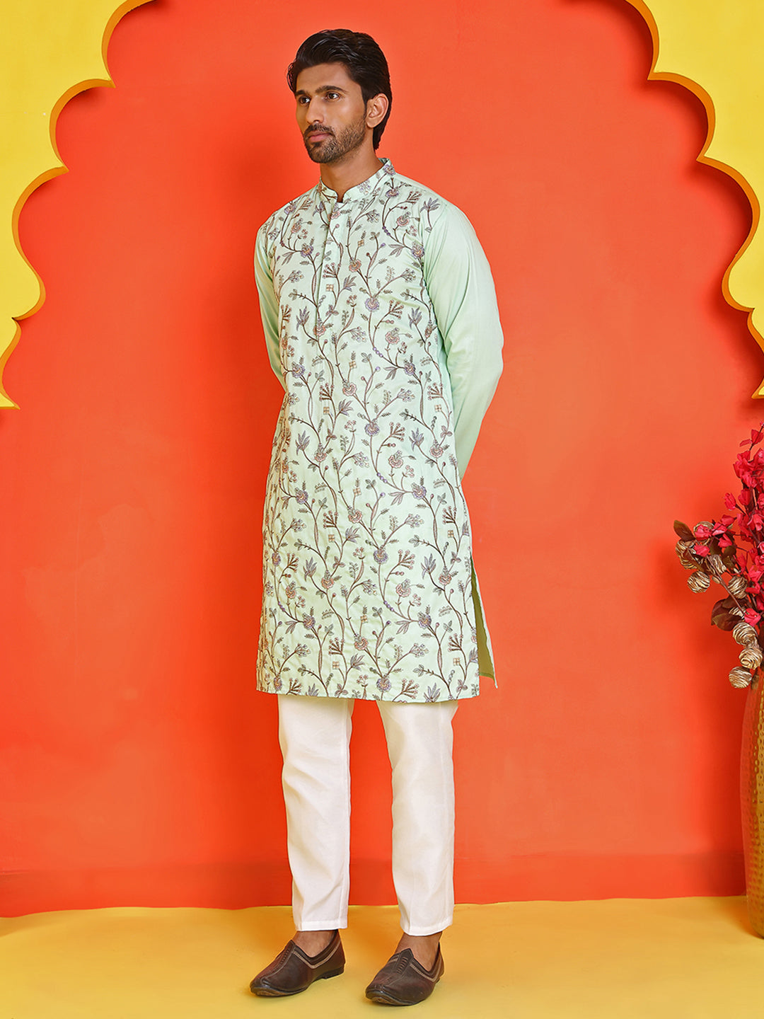 Floral Embroidered Straight Kurta Set