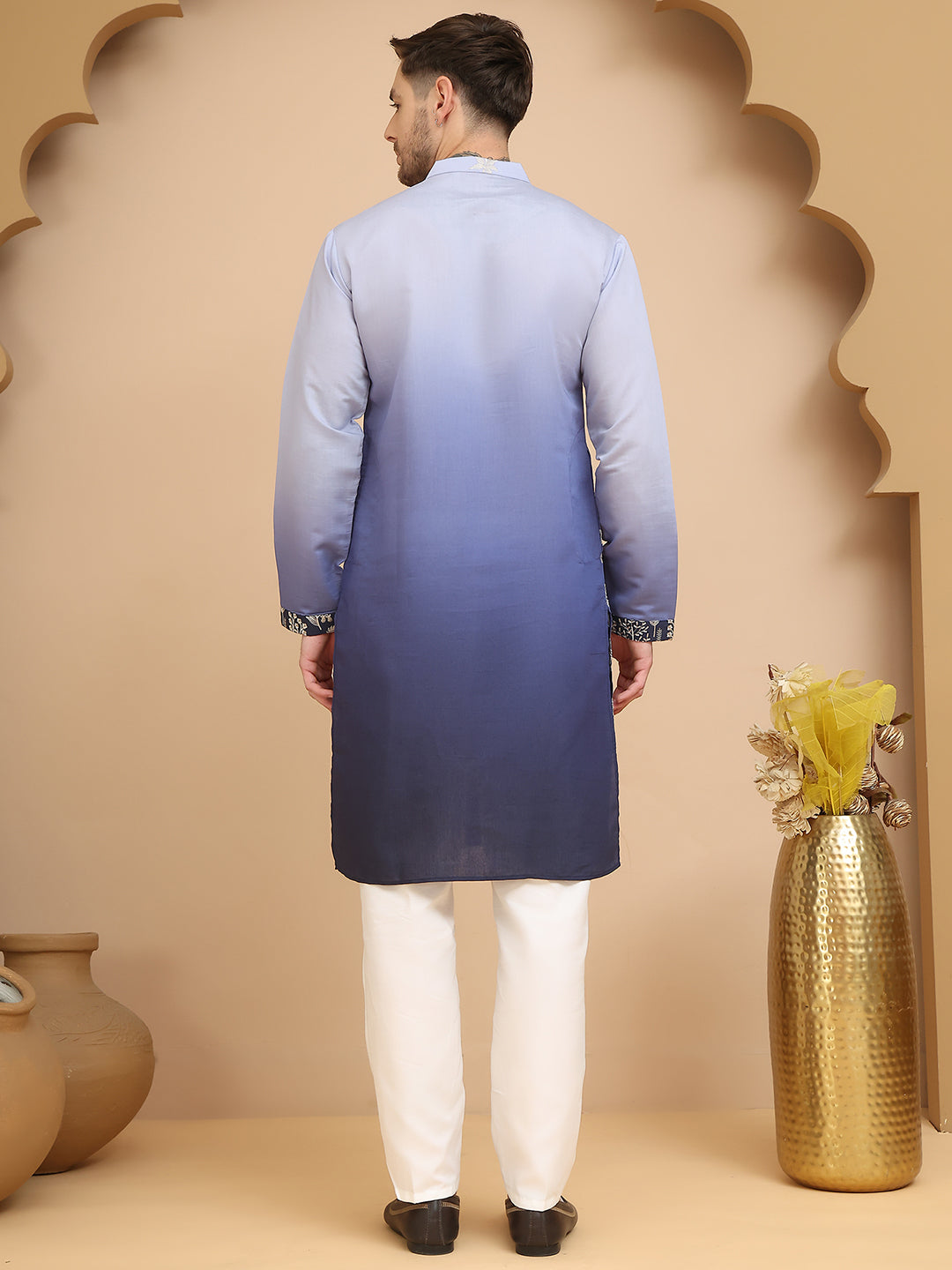 Ombre &amp; Embroidered Kurta Pyjama Set