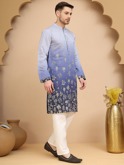 Ombre & Embroidered Kurta Pyjama Set