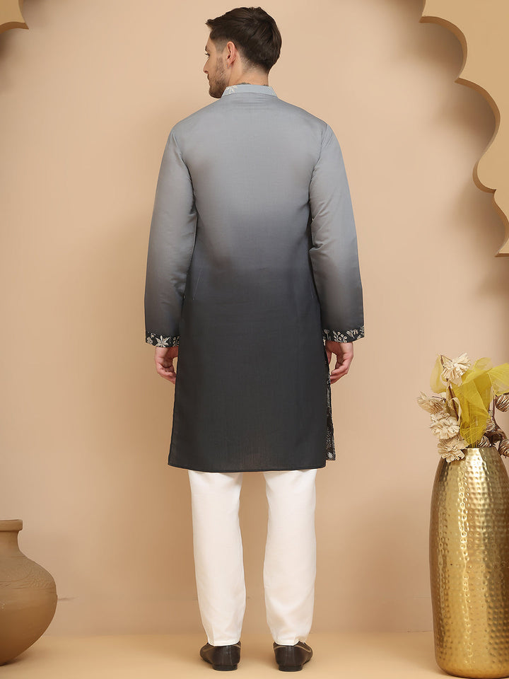 Ombre &amp; Embroidered Kurta Pyjama Set
