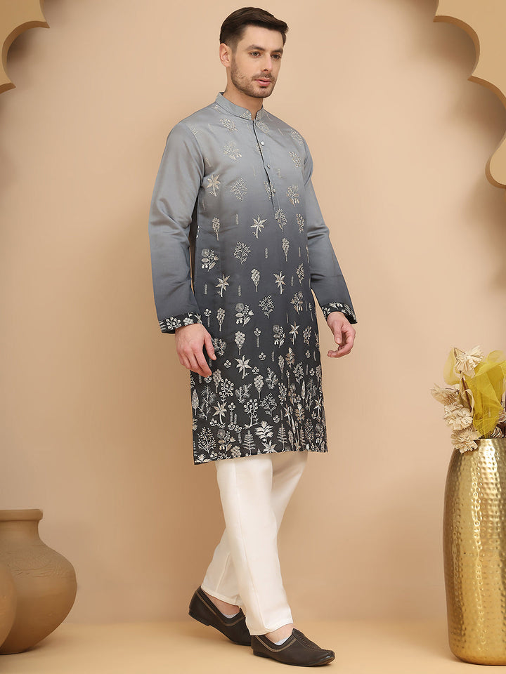 Ombre &amp; Embroidered Kurta Pyjama Set