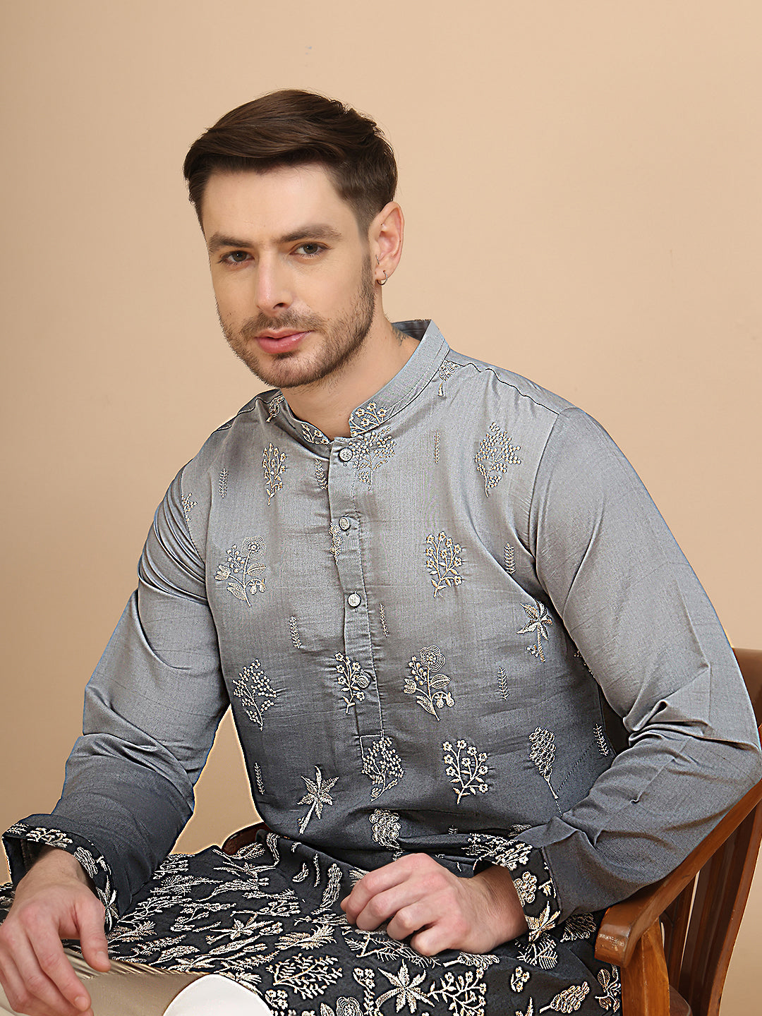 Ombre &amp; Embroidered Kurta Pyjama Set