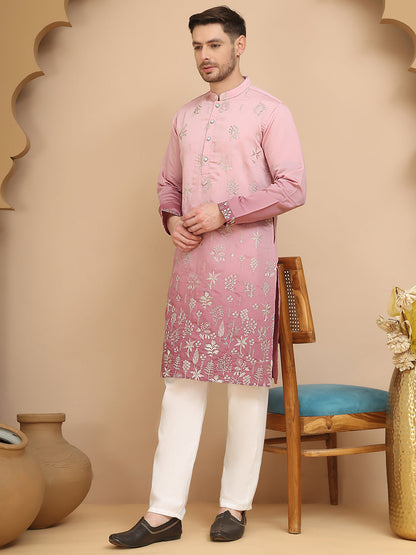 Ombre & Embroidered Kurta Pyjama Set