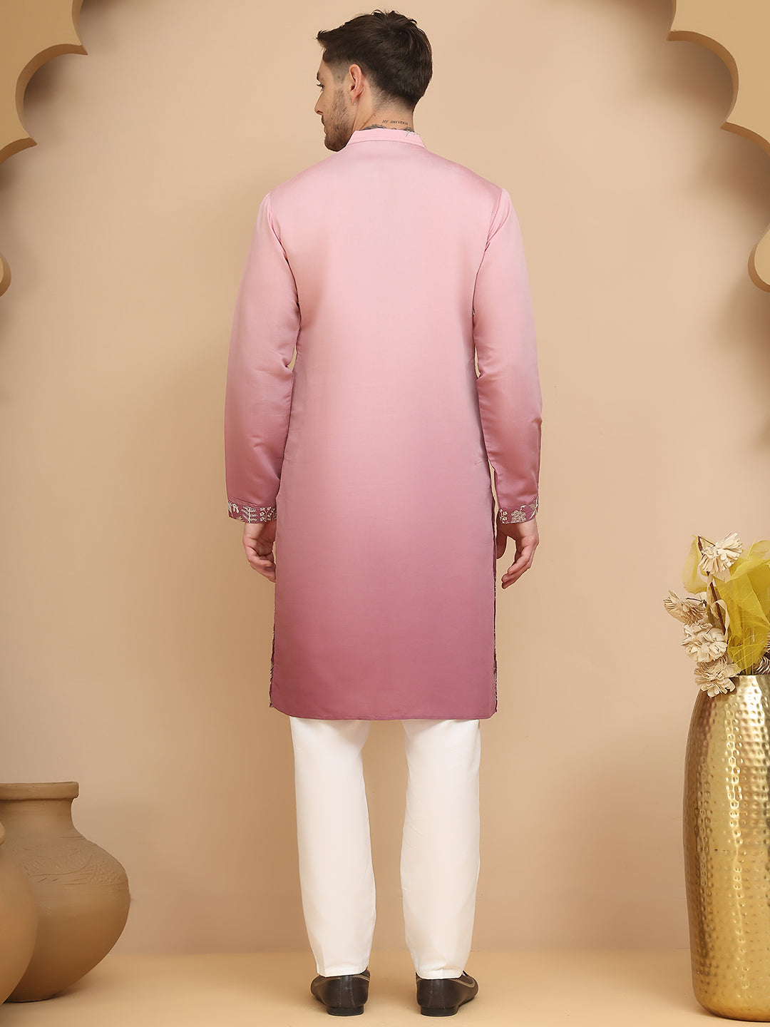 Ombre &amp; Embroidered Kurta Pyjama Set