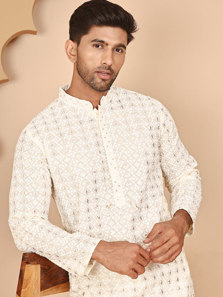 Men’S Ethnic Cotton Embroidered Kurta Pyjama