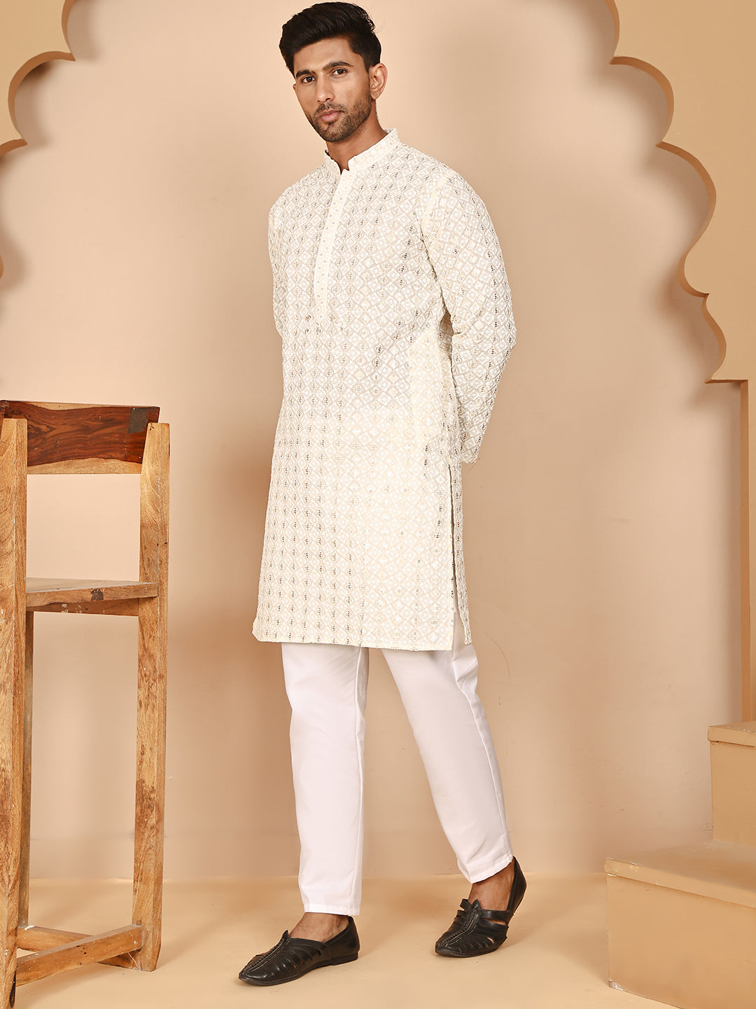 Men’S Ethnic Cotton Embroidered Kurta Pyjama