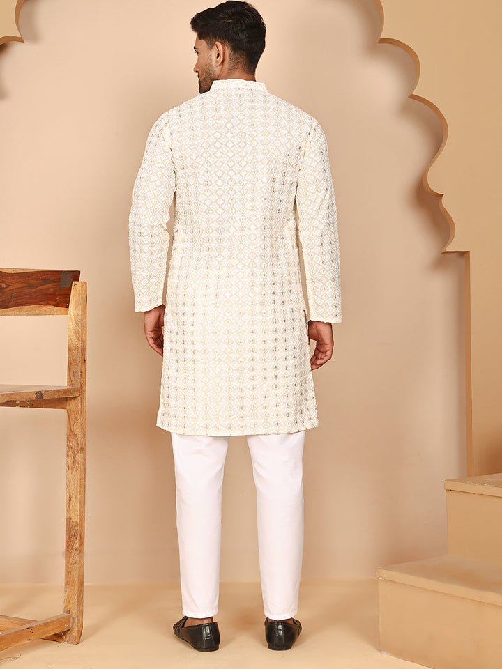 Men’S Ethnic Cotton Embroidered Kurta Pyjama