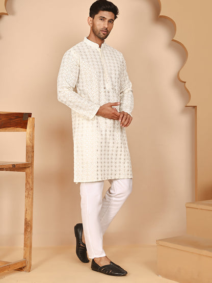 Men’S Ethnic Cotton Embroidered Kurta Pyjama