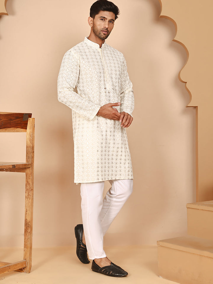 Men’S Ethnic Cotton Embroidered Kurta Pyjama