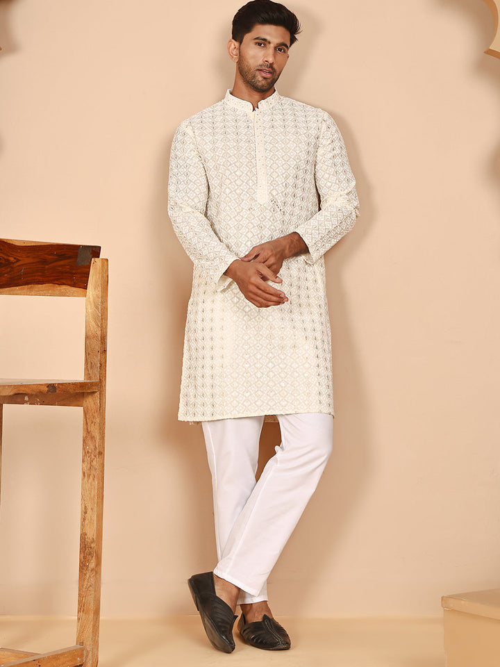 Men’S Ethnic Cotton Embroidered Kurta Pyjama
