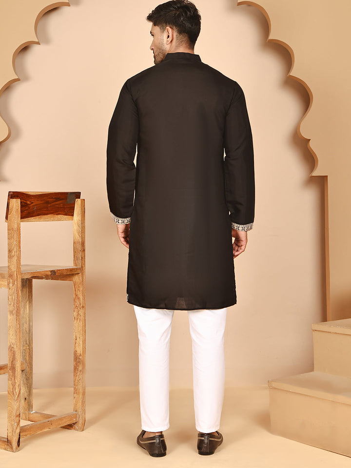 Embroidered Silk Blend Kurta Pyjama Set For Men