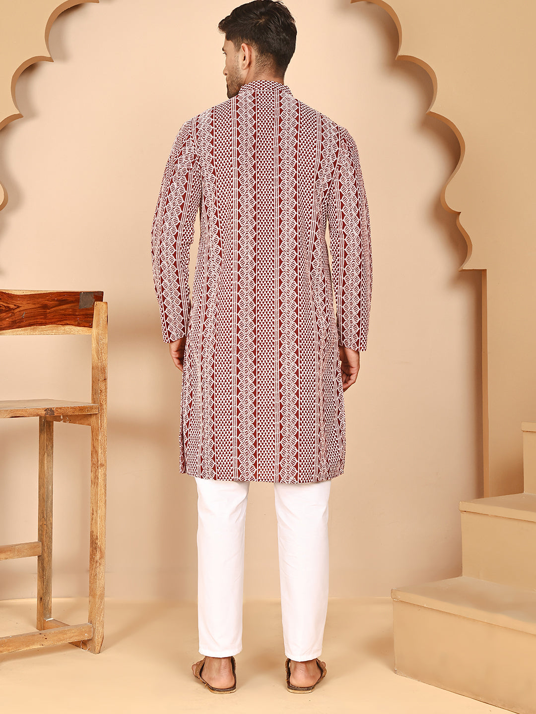 Embroidered Cotton Kurta With Churidar