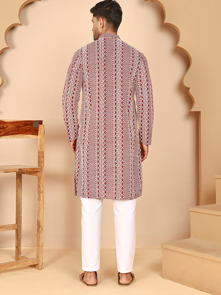 Embroidered Cotton Kurta With Churidar