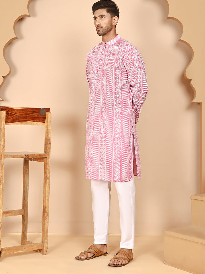 Embroidered Cotton Kurta With Churidar
