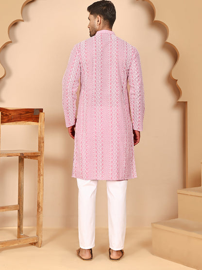 Embroidered Cotton Kurta With Churidar