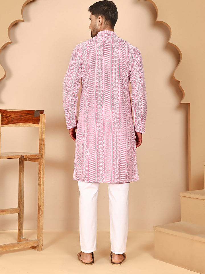 Embroidered Cotton Kurta With Churidar