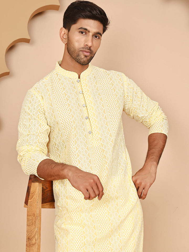 Embroidered Cotton Kurta With Churidar