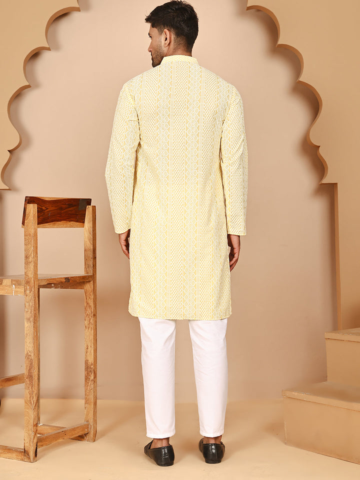 Embroidered Cotton Kurta With Churidar