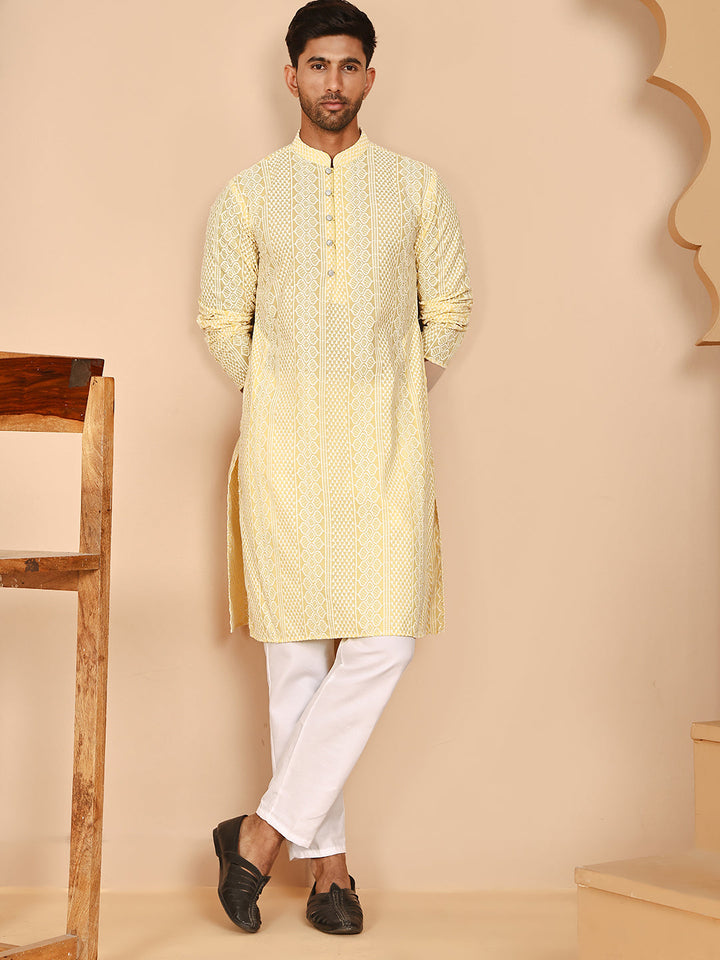 Embroidered Cotton Kurta With Churidar