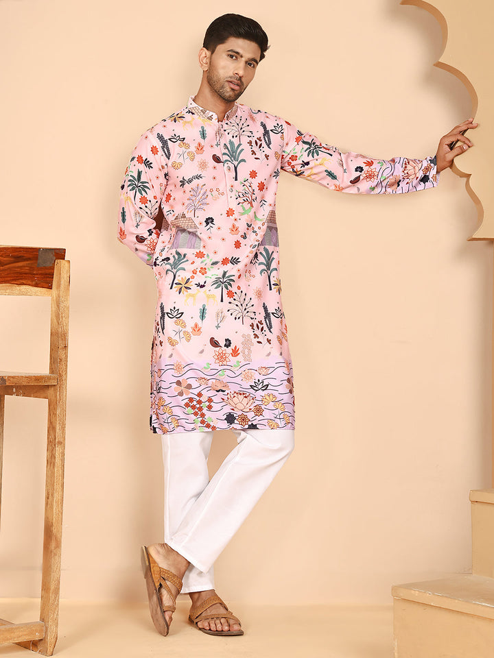 Printed Kurta Pyjama With Artistic Design