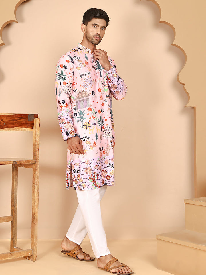 Printed Kurta Pyjama With Artistic Design