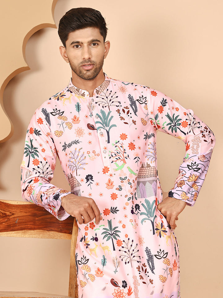 Printed Kurta Pyjama With Artistic Design